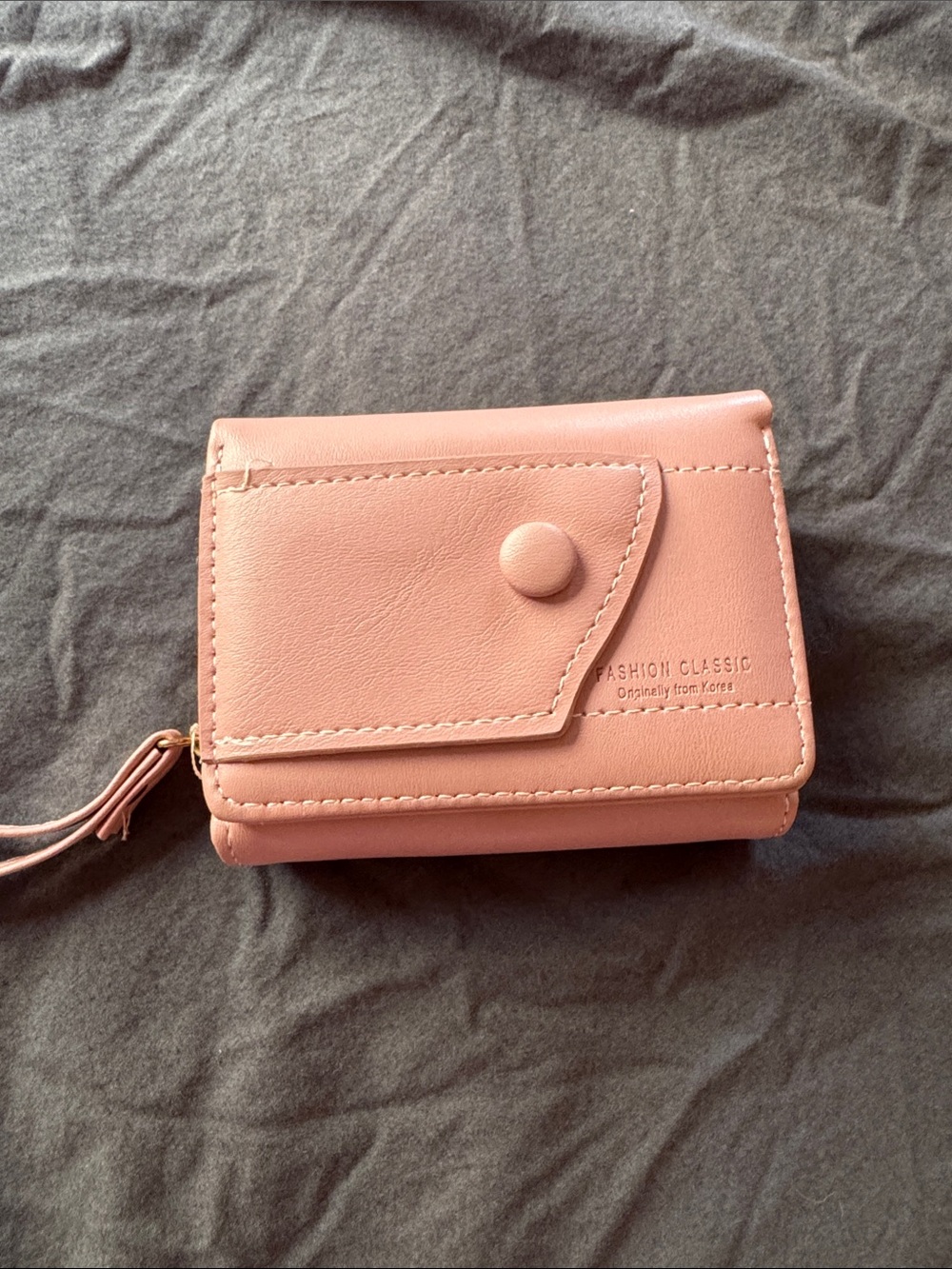Compact Pink Women’s Wallet with Wrist Strap -